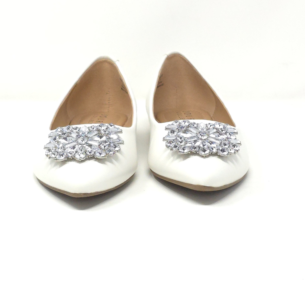 Brinley Co. Jewel Pointed Toe Ballet Flats Ivory Faux Leather Size 7.5M - Picture 3 of 10